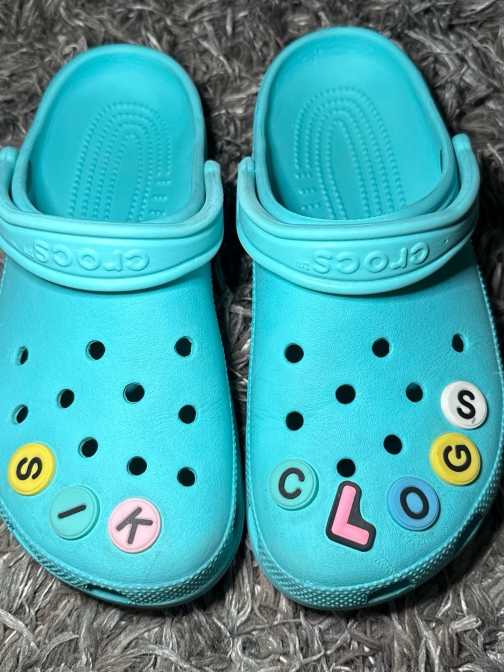 CROCS Turquoise Classic Clog with Jibitz